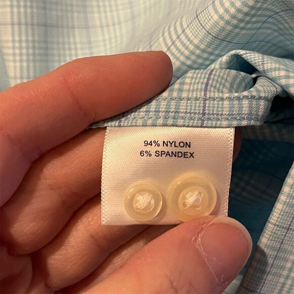 Peter Millar Men's L Blue Check Long Sleeve Button-Up Shirt - Picture 4 of 8